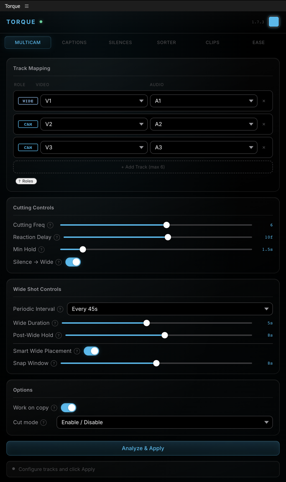 Torque Multicam panel