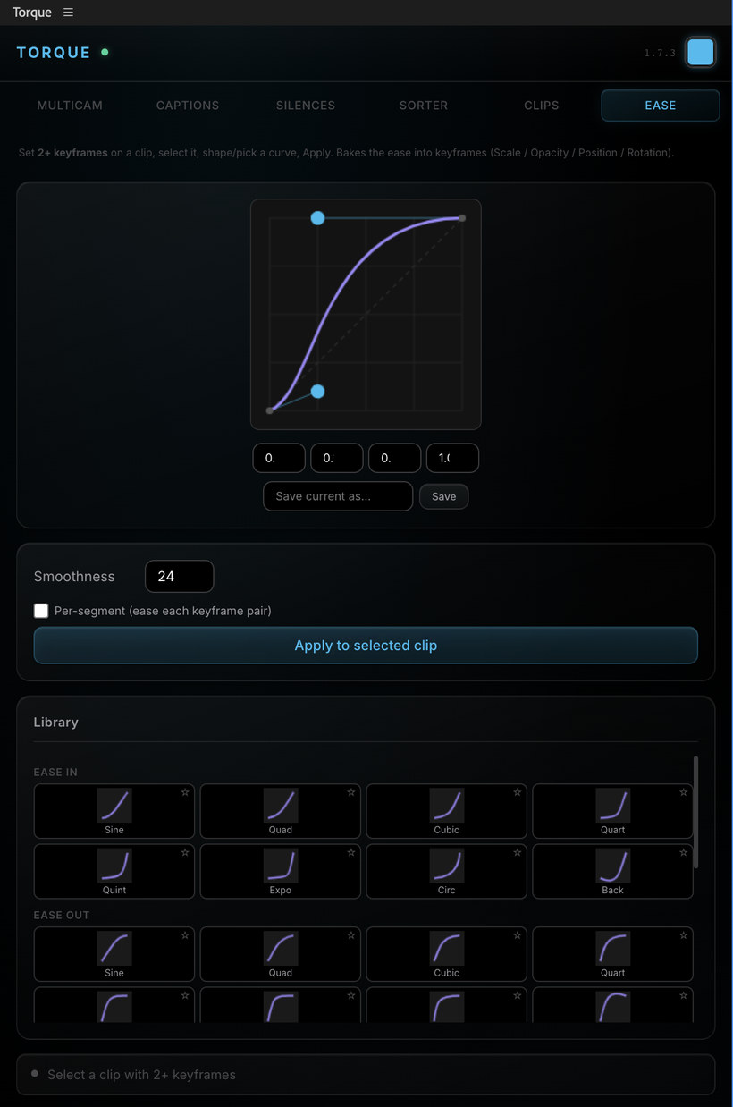 Keyframe Ease panel